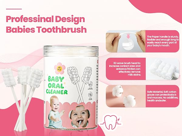 VUXHUAR Baby Tongue Cleaner 96-Count, Newborn Oral Care Gauze Swabs – Soft Disposable Mouth Wipes