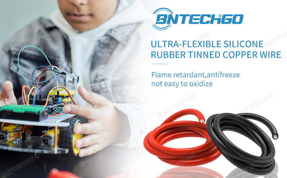 10 AWG 10ga 10g 10 gauge silicone wire red black rubber insulation tinned copper