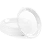 Amcrate Disposable Plastic Plates Clear, 7 Inches Plastic Dessert Plates, Strong and Sturdy Dispo...