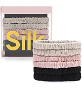 6Pcs Silk Hair Ties Small 22 Momme 100% Pure Mulberry Silk Scrunchies for Women Girls Thin Skinny...