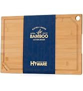 Hiware Extra Large Bamboo Cutting Board for Kitchen, Heavy Duty Wood Cutting Board with Juice Gro...
