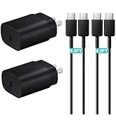 USB C Charger, 2-Pack 25W Super Type C Fast Charging with 6.6FT C to C Charger Cable for Samsung ...