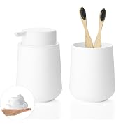 zuxzmj Matte White Bathroom Accessories Set Plastic Foaming Hand Soap Dispenser and Toothbrush Ho...