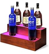 B4Life 16 Inch Lighted Liquor Bottle Display Shelf, 2 Tier LED Bar Shelves, Liquor Bar Shelf for ...