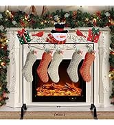 YEAHOME Christmas Stocking Holder Stand, Metal Freestanding Stocking Stand with Snowman Red Bird ...