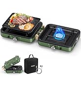 OGERY 2-Burner Foldable Camping Stove with Griddle (Textured & Smooth) and Carrying Bag, Portable...