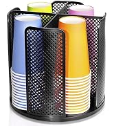 Wymulot Rotating Paper Cup Dispenser, Cup Holder with 4 Compartments, Disposable Coffee Cup Dispe...