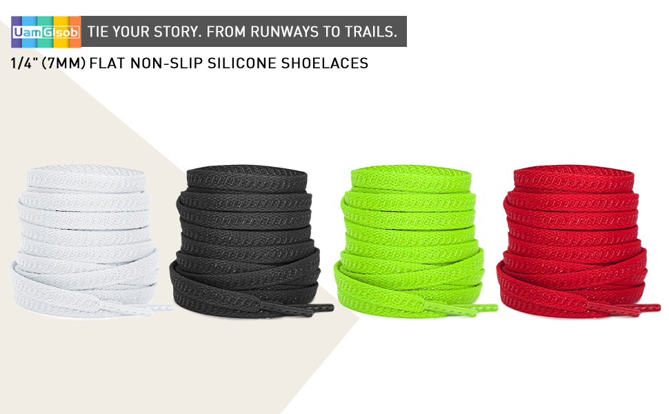 7MM FLAT NON-SLIP SILICONE SHOELACES