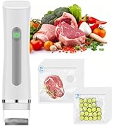 Vacuum Sealer for Food, Rechargeable & Cordless with 30 Reusable Dishwasher Safe Bags Extend Fres...