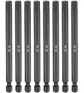 HARFINGTON 8pcs Flat Hex Head Drill Bit H6 (6mm) Magnetic Tip 1/4" Hex Shank 100mm (4") Long Mirr...