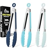 Hotec Mini Silicone Kitchen Tongs for Cooking - 7-Inch Small Serving Tongs with Silicone Tips, Se...