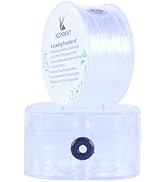 KONMAY 1 Rolls 0.8mm Flat Stretchy Bracelet Strings with Organizing Case, 90 Yards White Crystal ...