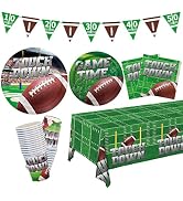 Football Party Supplies Kit Serve 25, Includes Disposable Dinner Plates, Dessert Plates, Napkins,...