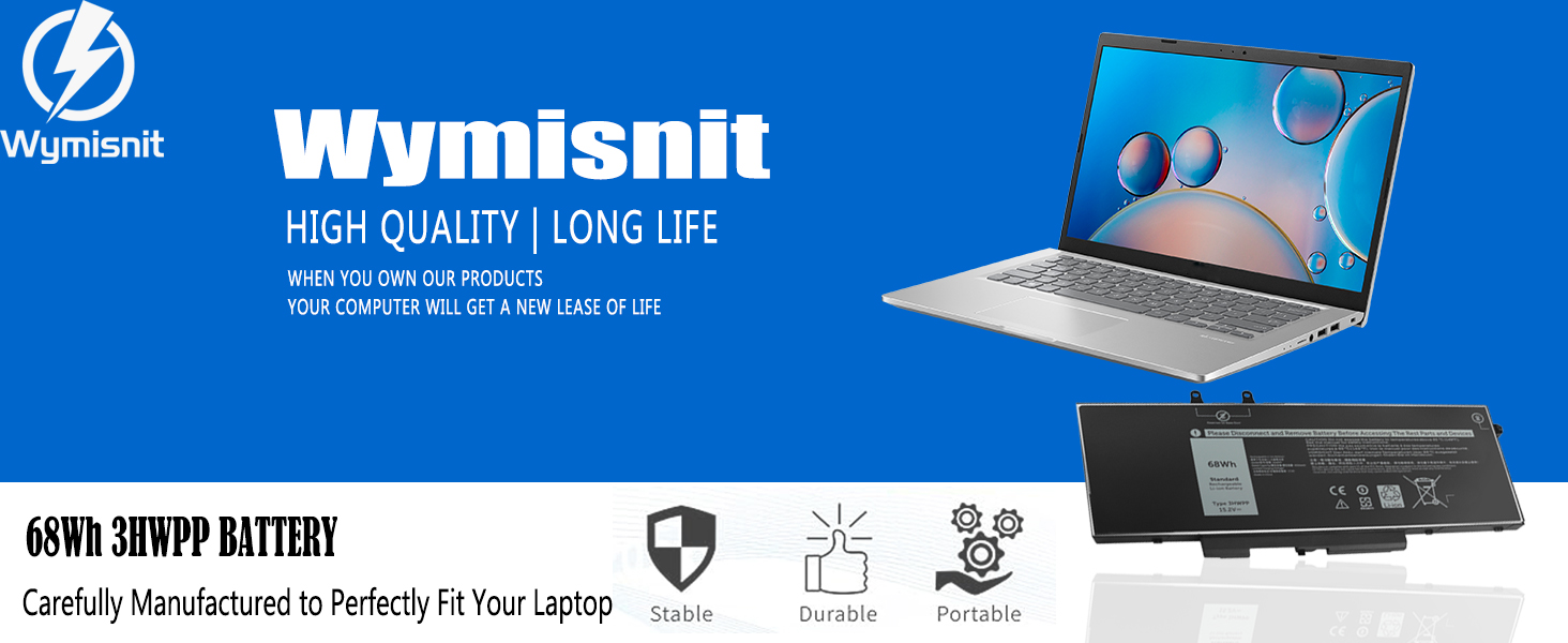 68Wh 3HWPP Replacement Battery for Dell