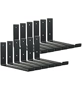 HEART ART Black Shelf Bracket 8 inch, Shelf Bracket 12 Pack,J Metal Heavy Duty Shelf Support Brac...