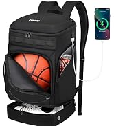 Ciihars Basketball Backpack Bag Large Sports Bag with Separate Ball holder & Shoes compartment, B...