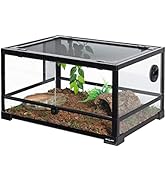 REPTI ZOO Full Glass 20 Gallon Reptile Tank, Front Opening Reptile Terrarium 24" x 18"x 12", Doub...