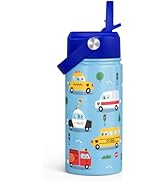 SANDJEST Kids Water Bottle with Straw Lid 12oz Insulated Stainless Steel, Travel Tumbler, Gifts f...