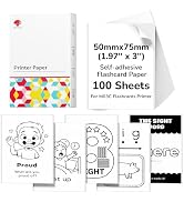 Phomemo 1.97"x3" Thermal Sticker Paper for M03C Flashcards Printer, Self-Adhesive Labels for Flas...