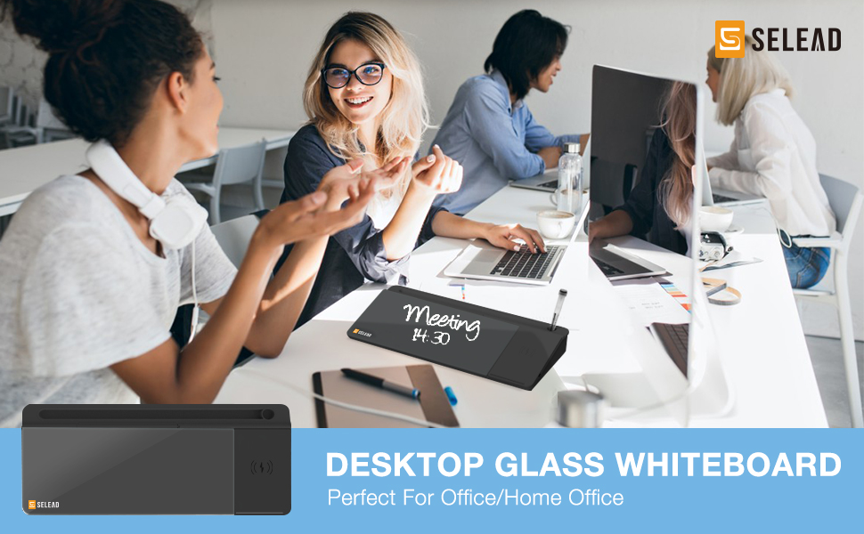 desktop glass board black for office