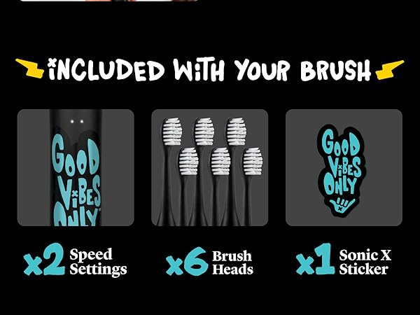Made by Dentists Sonic X Electric Toothbrush + Replacment Heads- Good Vibes Only