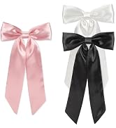 WantGor Long Tail Bow Hair Clips, Hair Ribbon Bows Satin Bowknot Clip Large Hair Barrettes Cute P...