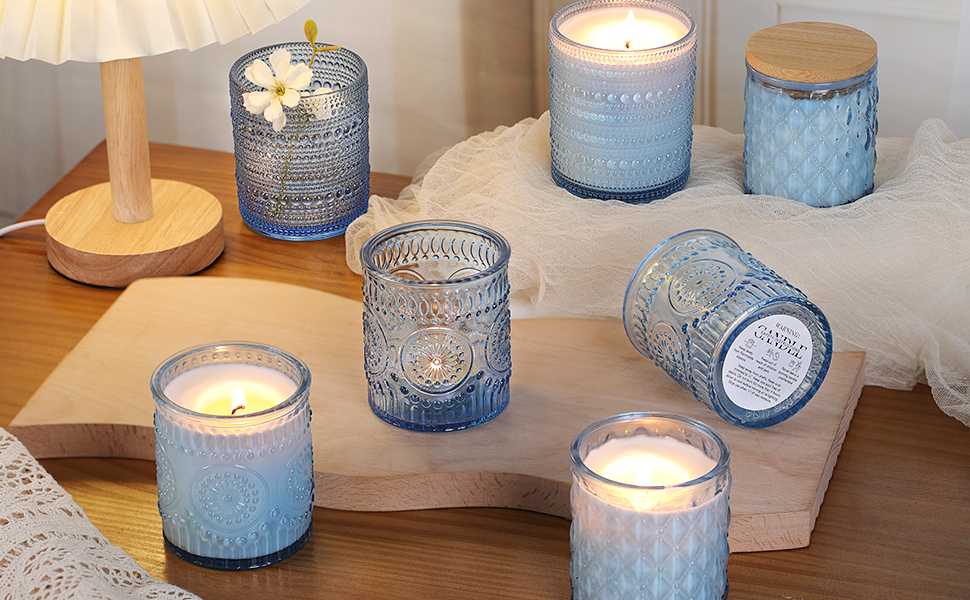 glass candle jar with bamboo lids candle containers for home tv stand night table decor