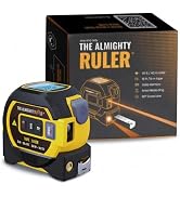 The Almighty Ruler Laser Tape Measure | Laser Distance Measurer, Heavy-Duty Tool with Cross Marki...