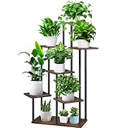 YOCOMEY 7 Tier Wood Tall Plant Stand Metal Rack Indoor, Multiple Flower Pot Holder Shelves Corner...
