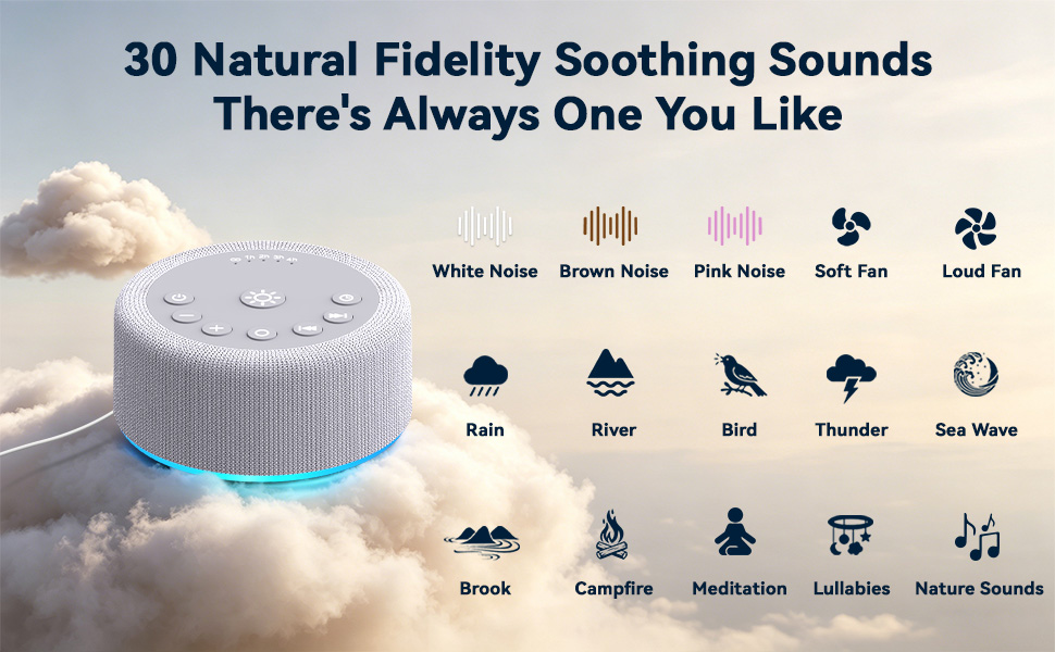 sleep sound machine with 30 soothing sounds