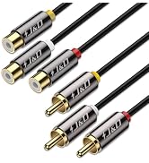 J&D AV Extension Cable, Gold Plated Copper Shell Heavy Duty 3 RCA Male to Female Stereo Audio Vid...