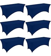 Moosfor Spandex Elastic Fitted 6FT Rectangle Tablecloth 6 Pack, Stretch Washable Reusable Table C...