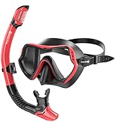 Snorkeling Gear for Adults, Snorkel Mask Set 180 Degree Tempered Glass Anti Fog Goggles Dry Top S...