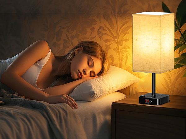 Multi Color Desk Table Lamp with 2 AC Outlets