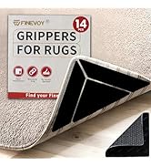 Finevoy 14Pcs Rug Gripper Pads, Non Slip Carpet Tape with Triangle & Trapezoid, Rug Tape for Hard...