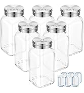 Segarty 6 PCS Glass Spice Jars 6oz, Salt Bottles with Adjustable Stainless Steel Shaker Lids 3 Po...