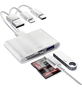 Universal SD Card Reader for iPhone/Mac/Android, 4 in 1 Memory Card Reader with Lightning/Type-C/...