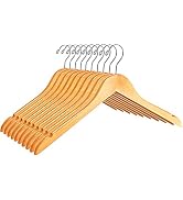 Quality Semi Curved Wooden Suit Hangers, 10-Pack Smooth Finish Solid Wood Coat Hanger with Swivel...