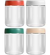 4-pack 16oz glass jar with screw lid for overnight oats condiment salad dressing sauce baby food ...