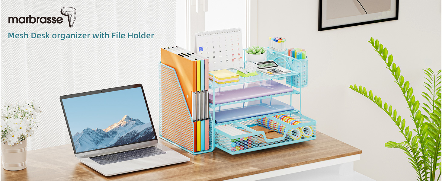 Mesh Desk organizer with File Holder