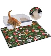 Bienbee Cat Litter Mat, 30"x24" Litter Mat Double Layer Litter Trapping Mat, Reduces Tracking and...