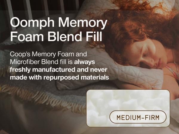 coop home goods original pillow fill oomph memory foam pillow fill microfiber filler plush stuffing