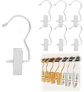 Single Clip Hangers,Gold Hanger Clips with Large Hanging Hook for Closet Rods and Clothes Rails,C...