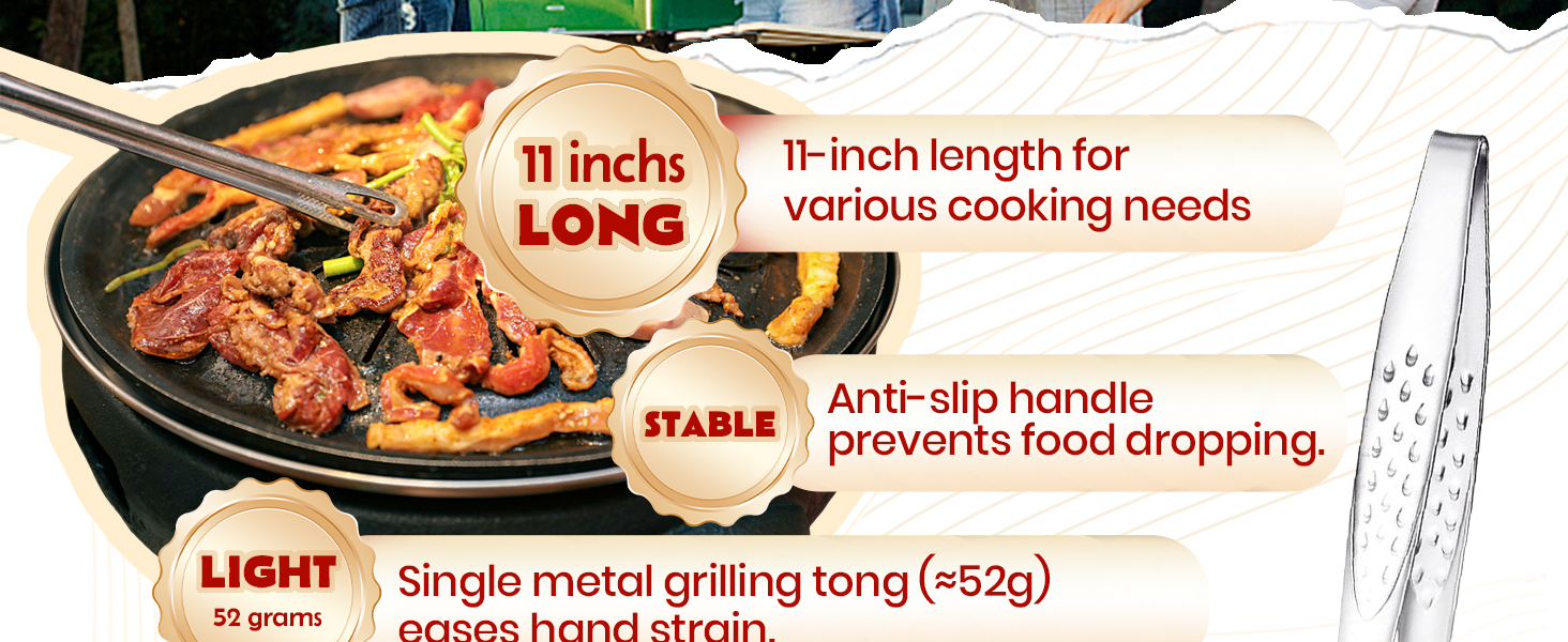 11 Inch Korean BBQ Tongs