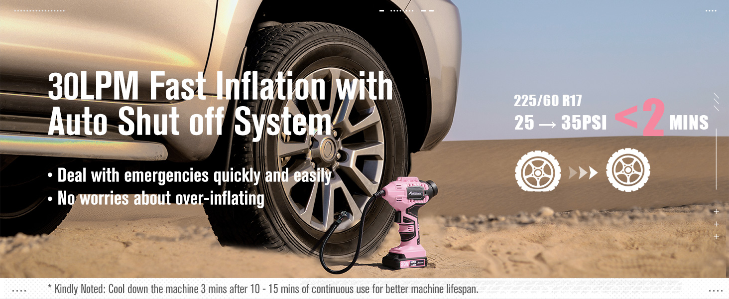Cordless Tire Inflator - Fast Inflation