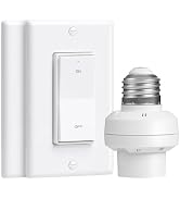 TREEWELL Remote Control Light Bulb Socket with Decorator Rocker Wall Switch | 200FT Range Wireles...