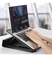 DESIGNA Metal Mesh Ventilated Adjustable Laptop Stands Computer Notebook Holder Stand Riser Compa...