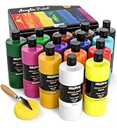 Nicpro 14 Colors Large Bulk Acrylic Paint Set (16.9 oz, 500 ml) Rich Art Painting Supplies, Non T...