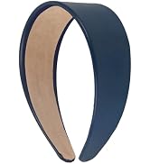 Motique Accessories 2 Inch Vegan Leather Headband for Women (Navy, One Size)