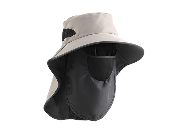 wide brim sun hat with neck flap